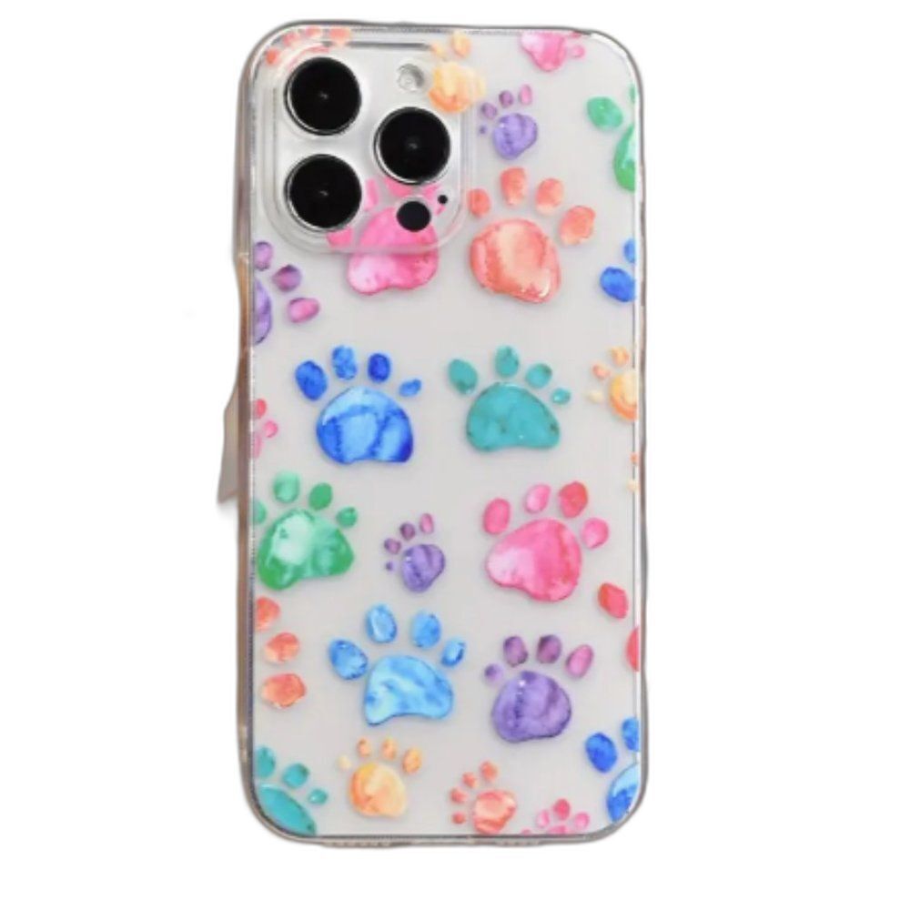 Cat Paws Graphic Apple iPhone Case for 12/12 Pro Cell Phone multi-color clear